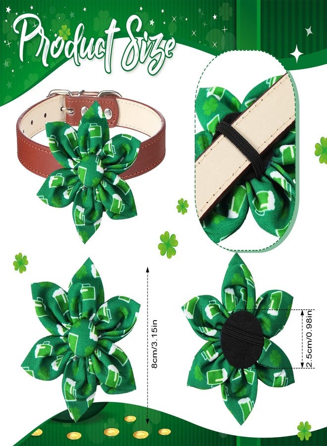 Jexine 60 Pieces St. Patrick's Dog Collar Flowers Bulk Clover Pet Bow Ties Charms Grooming for Dog Accessories Small Medium Large Cat Puppy Collar Attachment St. Patrick's Day Costume - Image 3
